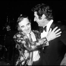 Charles Aznavour et Gilbert Bécaud à l'Olympia de Paris en 1972