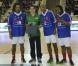  Christian Karembeu, Olivier Dacourt et Bernard Diomède lors d'un match pour l'Académie Bernard Diomède au palais des Sports Robert-Charpentier à Issy-les-Moulineaux le 13 mai 2013 avec les membres de l'équipe de France 98 