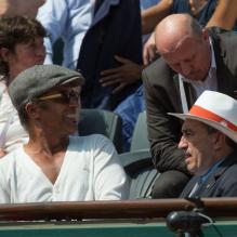 Yannick Noah et Jean Gachassin à Roland-Garros le 5 juin 2013 à l'occasion des 30 ans de la victoire du premier Porte d'Auteuil