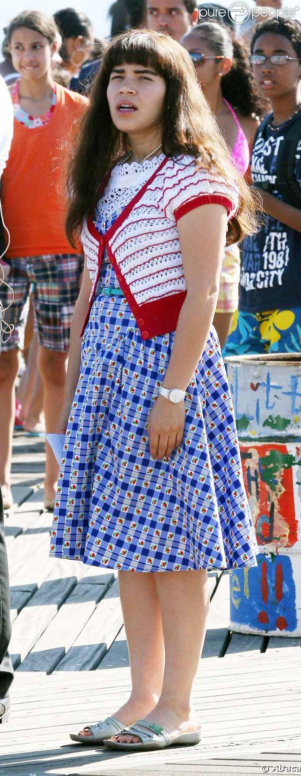 America Ferrera sur le tournage de Ugly Betty à Coney Island NY