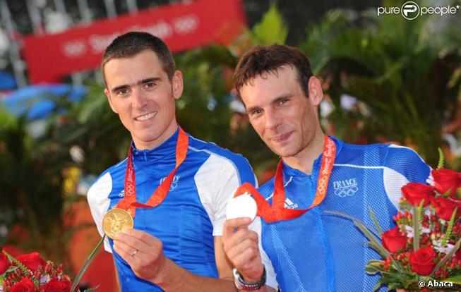 Julien Absalon et son compatriote Jean-Christophe Péraud, médaillé d'argent