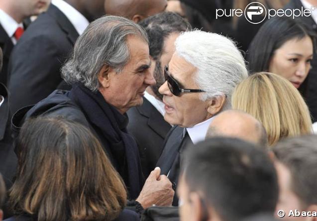 Karl Lagerfeld et Patrick Demarchelier au défilé Chanel, le 3/10/08