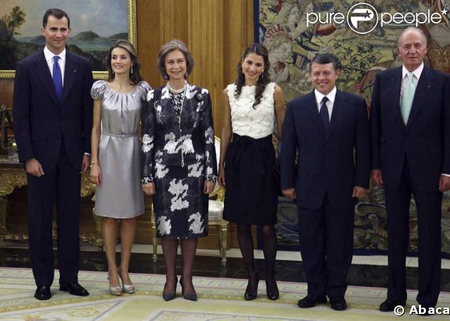 Felipe, Letizia, Sofia, Rania de Jordanie, Abdallah, Juan Carlos