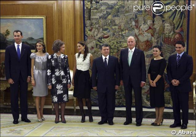 Felipe, Letizia, Sofia, Rania, Abdallah, Juan Carlos, Noor et Hamzah
