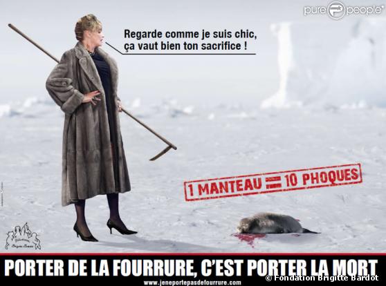 La nouvelle affiche de la campagne anti-fourrure de la Fondation Brigitte Bardot