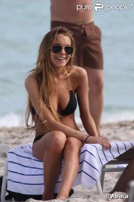 Lindsay Lohan à la plage à Miami, le 31/12/08