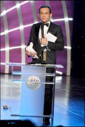 Jean-Luc Delarue présentant les Globes de cristal lundi soir au Lido