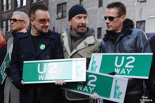 U2 lors de l'inauguration de la U2 Way à New York, le 3 mars dernier