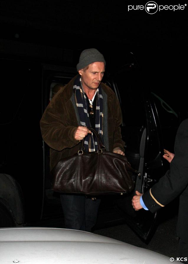 Liam Neeson, à la sortie de l'hôpital, après l'annonce de la mort de Natasha Richardson, le 18 mars 2009, à New York.