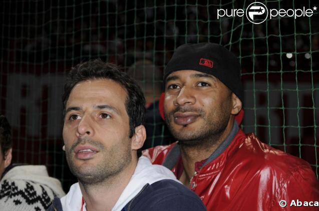   Sammy Trahore et Ludovic Giuly  à la troisième édition du RTL Fustal. 29/03/09