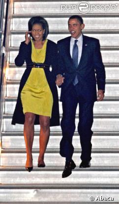 Barack et Michelle Obama arrivent à Londres. 31/03/09