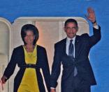 Barack et Michelle Obama arrivent à Londres. 31/03/09