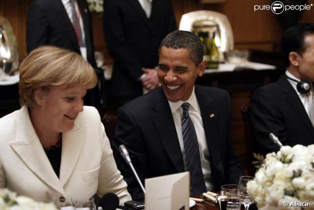 Angela Merkel et Barack Obama au dîner donné par Gordon Brown et concocté par Jamie Oliver