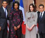 Carla Bruni, Michelle Obama et leurs époux 