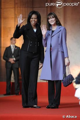 Carla Bruni et Michelle Obama, à Strasbourg. 04/04/09