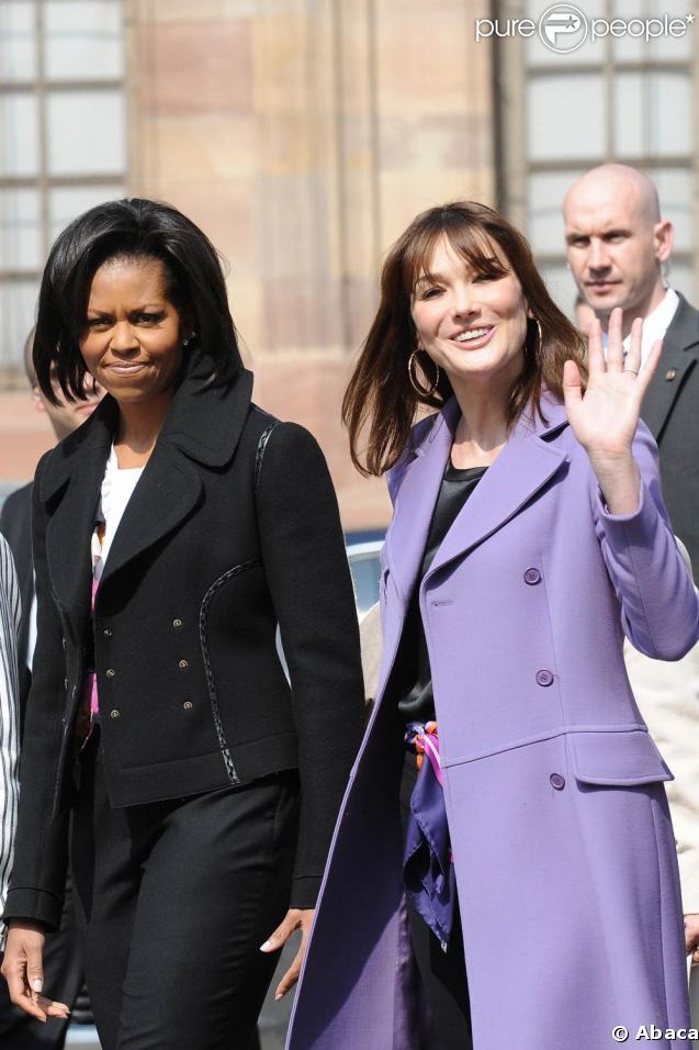 Carla Bruni et Michelle Obama, à Strasbourg. 04/04/09