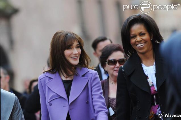 Carla Bruni et Michelle Obama, à Strasbourg. 04/04/09