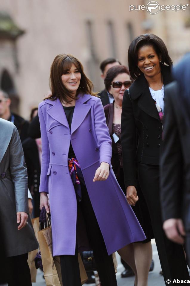 Carla Bruni et Michelle Obama, à Strasbourg. 04/04/09