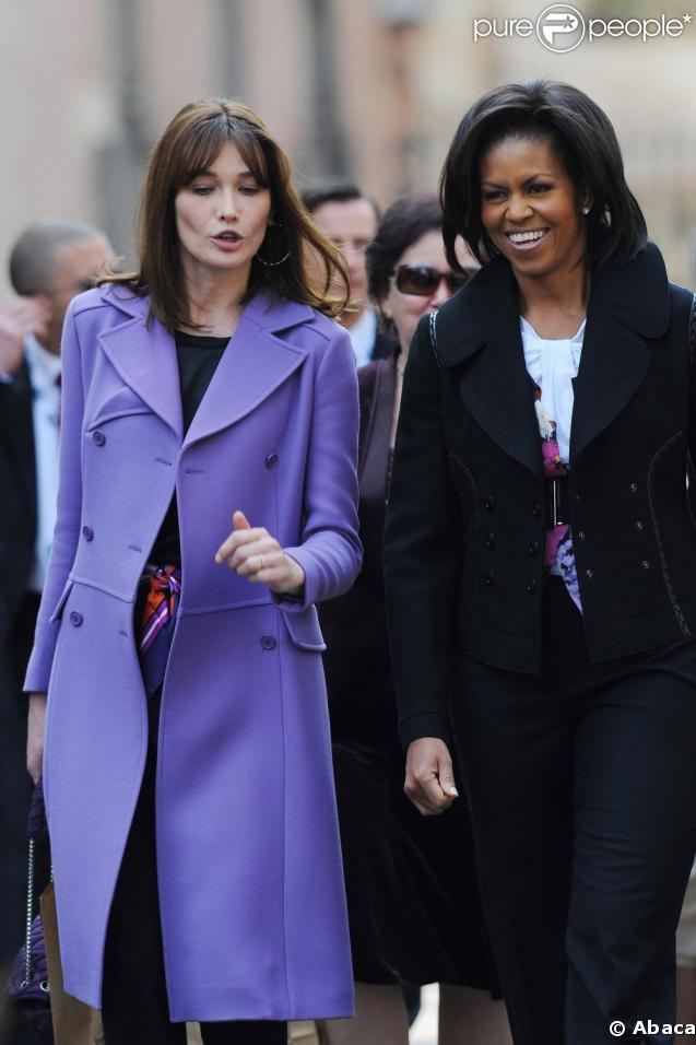 Carla Bruni et Michelle Obama, à Strasbourg. 04/04/09