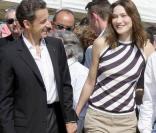 Nicolas et Carlita lors de la remise du 1er prix du Trophée Virginio Bruni-Tedeschi, à Cavalière. 13/04/09