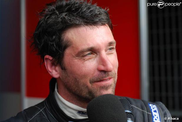 Patrick Dempsey est au Mans pour les test de la course des 24 heures du Mans (ici en interview, hier) 