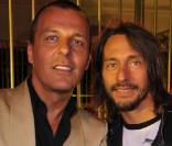 Jean Roch et le DJ Bob Sinclar à leur soirée hier à Cannes