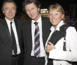 Soirée Audi au Jimmy'z de Cannes, le 14 mai 2009 : Michel Denisot avec Patrice Franke, PDG d'Audi France, et sa femme 