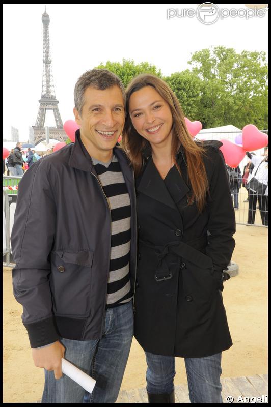 Nagui et Sandrine Quétier ont participé à la grande Marche contre la leucémie (et pour le Don de Soi) organisée par l'association Laurette Fugain, à Paris
