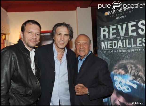 Samuel Le Bihan, Stéphane Ferrara et Jacques Séguéla, lors de la projection de Rêves de Médailles, au Cinéma MacMahon, à Paris, le 2 juin 2009 !