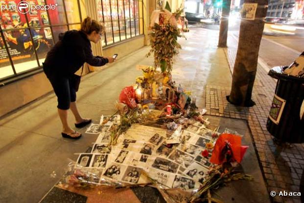 L'étoile de Farrah Fawcett à Hollywood Walk of Fame est fleurie et honorée par ses fans