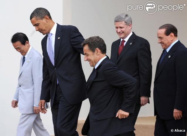 Barack Obama et Nicolas Sarkozy au G8, en Italie  