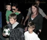 Victoria et David Beckham et leurs enfants Brooklyn, Romeo et le petit Cruz<br />