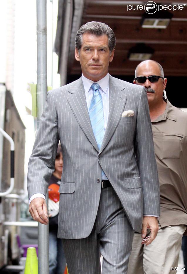 Pierce Brosnan sur le tournage de Remember Me à New York le 13 juillet 2009
