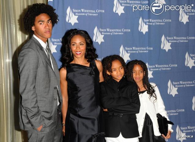 Jada Pinkett Smith, ses deux enfants Jaden et Willow et son beau-fils Trey 