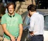 Gabriele Muccino et Stefano Accorsi sur le tournage du film Baciami Ancora (Kiss Again) à Rome