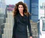 Cindy Crawford durant le tournage de la pub de ses chaussures Cindy Crawford Collection by 5th Avenue pour le groupe Deichmann, le 17/08/09 à New York