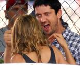Jennifer Aniston et Gerard Butler sur le tournage de The Bounty, à New York, en août 2009