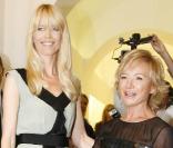 Claudia Schiffer et la styliste Alberta Ferretti à Rome, le 9 septembre 2009