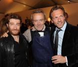 Thierry Frémont, Alain Passard et Stéphane Freiss lors du Dinner in the sky