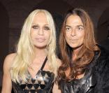 Soirée Versace à Milan, le 25/09/09, à l'occasion de la Fashion Week. Donatella Versace et Cristina Lucchini. 