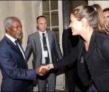 Kofi Annan et Charlotte Casiraghi à la présentation du tube Beds are burning et de la campagne Time for climate Justice - Tck, tck, tck. 1/10/09 