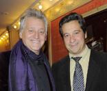 Gilbert Rozon et Laurent Gerra lors du spectacle au théâtre Déjazet de Gregory Charles à Paris le 12 octobre 2009