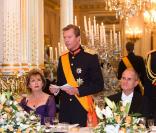 Henri de Luxembourg et son fils Guillaume reçoivent le couple présidentiel irlandais au Palais grand-ducal, le 16 octobre 2009