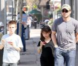 Christian Slater et ses enfants Jaden et Eliana à Brentwood le 18 octobre 2009