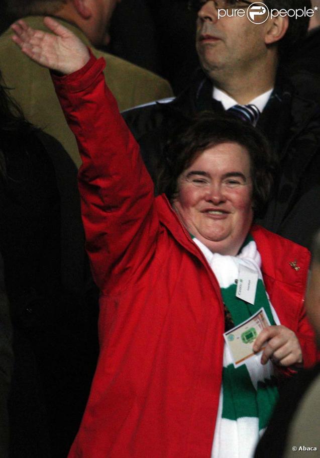 Susan Boyle supporte son équipe des Celtic à Glasgow le 22 octobre 2009 !