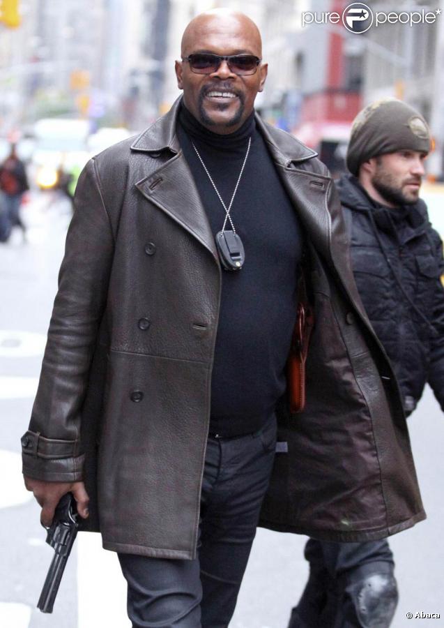 Samuel L. Jackson, sur le tournage de  The Other Guys , la nouvelle comédie policière d'Adam McKay, qui se tourne à New York, le 23 octobre 2009 !