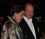 Caroline et Albert de Monaco lors des festivités du soir de la Fête nationale du 19 novembre 2009 à Monaco