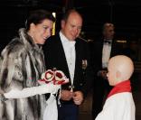 Caroline et Albert de Monaco lors des festivités du soir de la Fête nationale du 19 novembre 2009 à Monaco