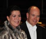Caroline et Albert de Monaco lors des festivités du soir de la Fête nationale du 19 novembre 2009 à Monaco