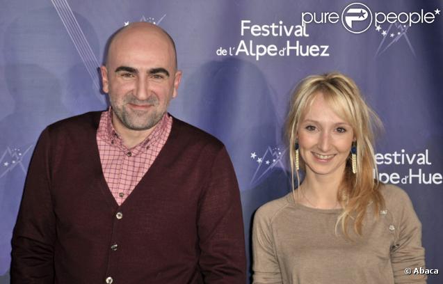Gerard Mimram et Audrey Lamy lors de la cérémonie d'ouverture du Festival de l'Alpe D'Huez le 19 janvier 2010